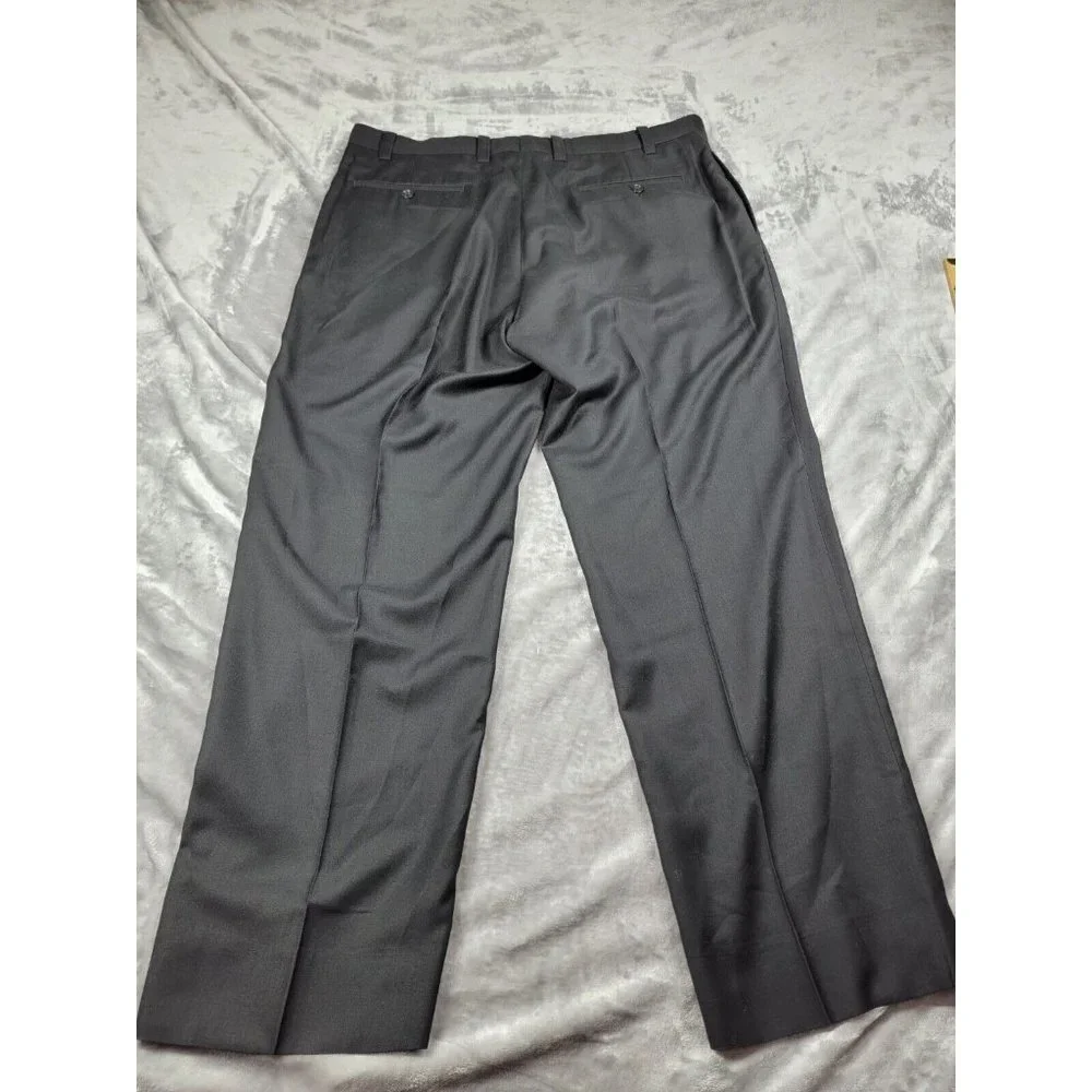 CALVIN KLEIN MEN'S BLACK FLAT FRONT‎ DRESS PANTS SIZE 38X29 polyester, rayon